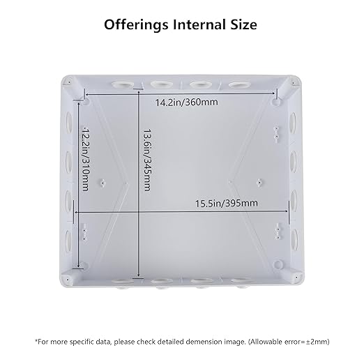 16" x 14" x 4.75" ABS Plastic Junction Box, Waterproof IP65 Electrical Junction Box with Reserved Holes, Weatherproof Outdoor Dustproof Boxes with Cover Universal Project Enclosure for Electronics