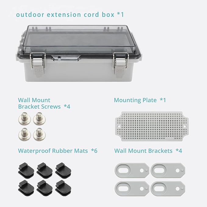 Mini Outdoor Extension Cord Cover Box for Outside Outlet Plug Cover Weatherproof, 7.9x4x2.8” Electrical Project Enclosure,IP67 Outdoor Electrical Box