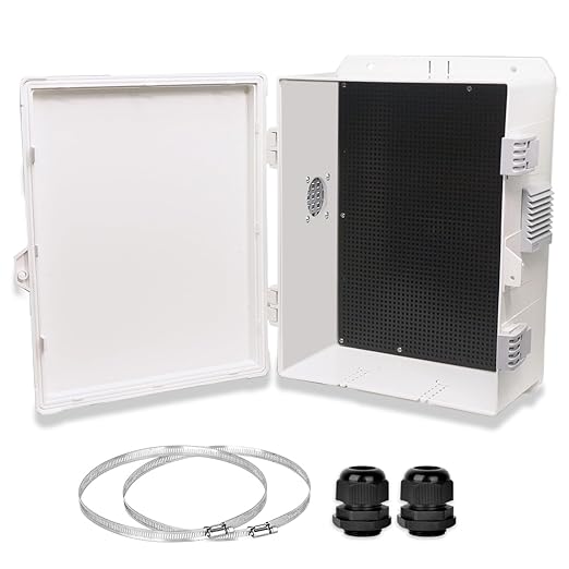 Outdoor Electrical Junction Box, Ventilation and Heat Dissipation ABS Plastic Project Enclosure with Internal Mounting Panel 13"x 9.2"x 5.6"
