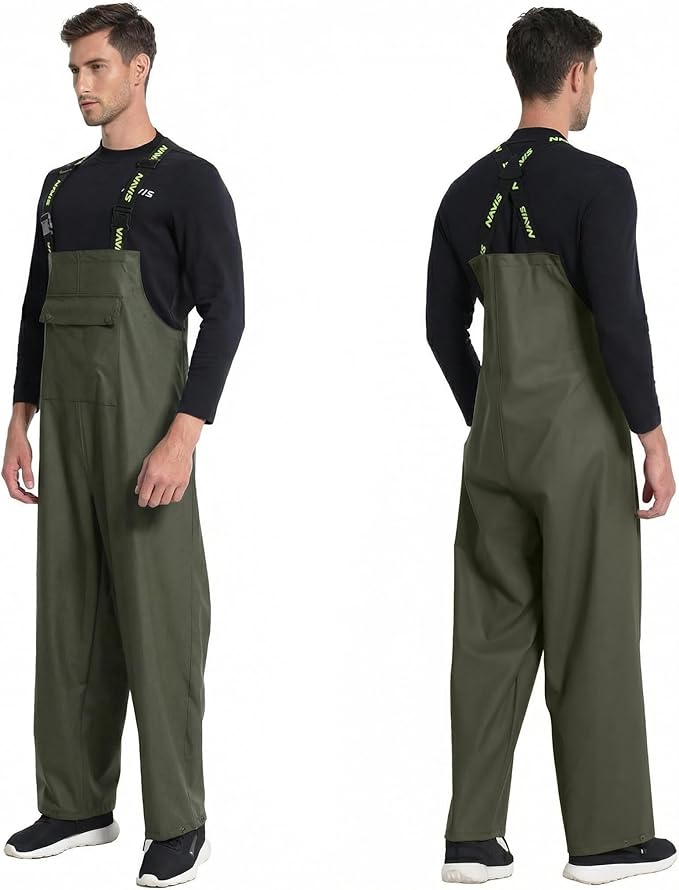Men's Waterproof Workwear Bib Overalls - Heavy Duty Stretchable Rain Bibs for Fishing & Outdoor Work