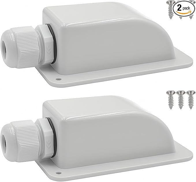 White Waterproof Solar Cable Entry Gland, Single Cable Entry Gland for All Cable Types 6mm² to 12mm² for Solar Panels on RV Camper Van Travel Trailer Boat Cabin (Pack of 2)