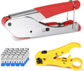Coax Cable Crimper Kit Coaxial Cable Rg6 Compression Tool Kit with 20PCS F RG6 Connectors, Wire Coax Cable Stripper Tool