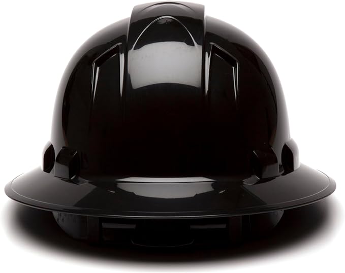 Pyramex Ridgeline Full Brim Hard Hat 4 Point Ratchet Black