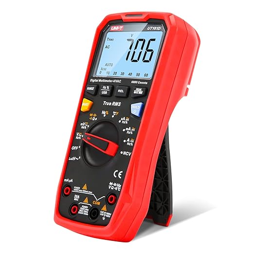 UNI-T Multimeter Kit UT161D, 1000V AC DC Volt Ohm Meter Capacitor Tester Frequency Meter True RMS 6000 Counts USB Transmission LOZ ACV Temperature Measurement