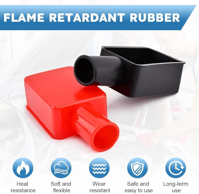 6pcs Battery Terminal Cover, Soft Rubber Car Insulating Battery Cover, Red and Black Positive and Negative Insulating Stud Covers Battery Post Cover for Car Motorcycle Truck Boat