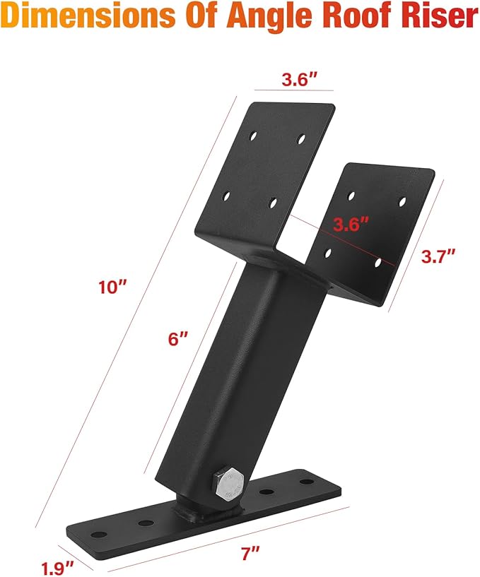 3 Pcs 4“x 4" Roof Riser Brackets Kit(ID 3.6"x3.6"),Heavy Duty Adjusted Within A Range of 0 to 180 Degrees Pergola Roof Riser Beam Bracket Fit 4x4,4x6 Lumber for Roof Pergola Gazebo Patio Cover