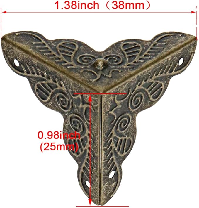 Bitray 48pcs Antique Corner Decorative Corner 25mm Vintage Edge Guard Bronze Tone Box Corner Protector with Screws