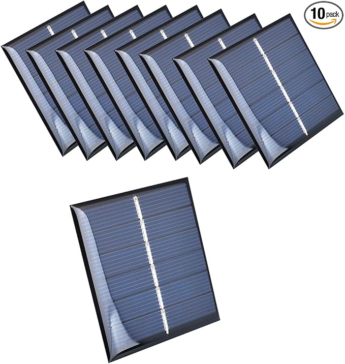 10pcs Mini Solar Panel 3V 150mA Epoxy Polycrystalline Solar Cell Panel 60mm x 55mm/2.36" x 2.17" for for DIY Charge Solar Panels DIY Electric Toy