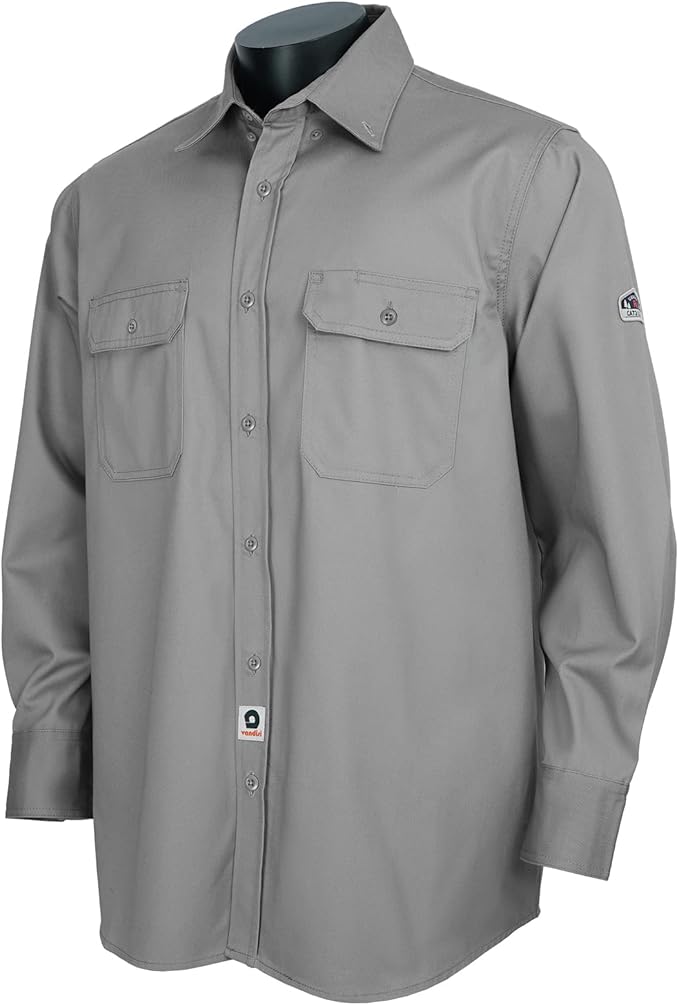 100% Cotton Mens Fr Shirts 7.5oz Flame Resistant Shirts NFPA2112 Men's Fire Retardant Welding Shirts