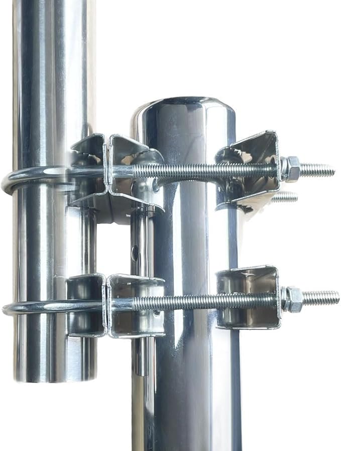 Double U-Bolt Clamp Bracket for Starlink Antenna Mount Pole Adapter Rv Ladder Rail Mount,Universal Yagi/WiFi/DivecTv/Lora/CB Ham Antenna mast Parasol Pipe Rail Mounting Kits,2PCS