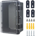 Junction Box, Hinged Black Clear Cover IP67 Waterproof ABS Project Box with Mounting Plate Electrical Box Enclosure with Wall Bracket 8.3 x 5.1 x 4.3inch(210x130x110mm)