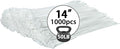 White Zip Ties 14 inch (1000 Pack), Clear, 50 lb, UV Resistant Cable Ties for Outdoor Use, LOCKLOCK
