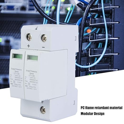KIMISS Parafoudre SPD Type 2, 2P Protective Device DC Photovoltaic Protector Low Voltage Arrester Solar Combiner Box (2P40KA)