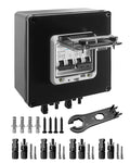 Solar Panel Disconnect Switch, 32A 1000V DC Circuit Breaker Box, 2 String PV Disconnect 2 in 2 Out, IP67 Waterproof Solar Isolator with MC4 Connectors for PV Array, Off-Grid & On-Grid Systems