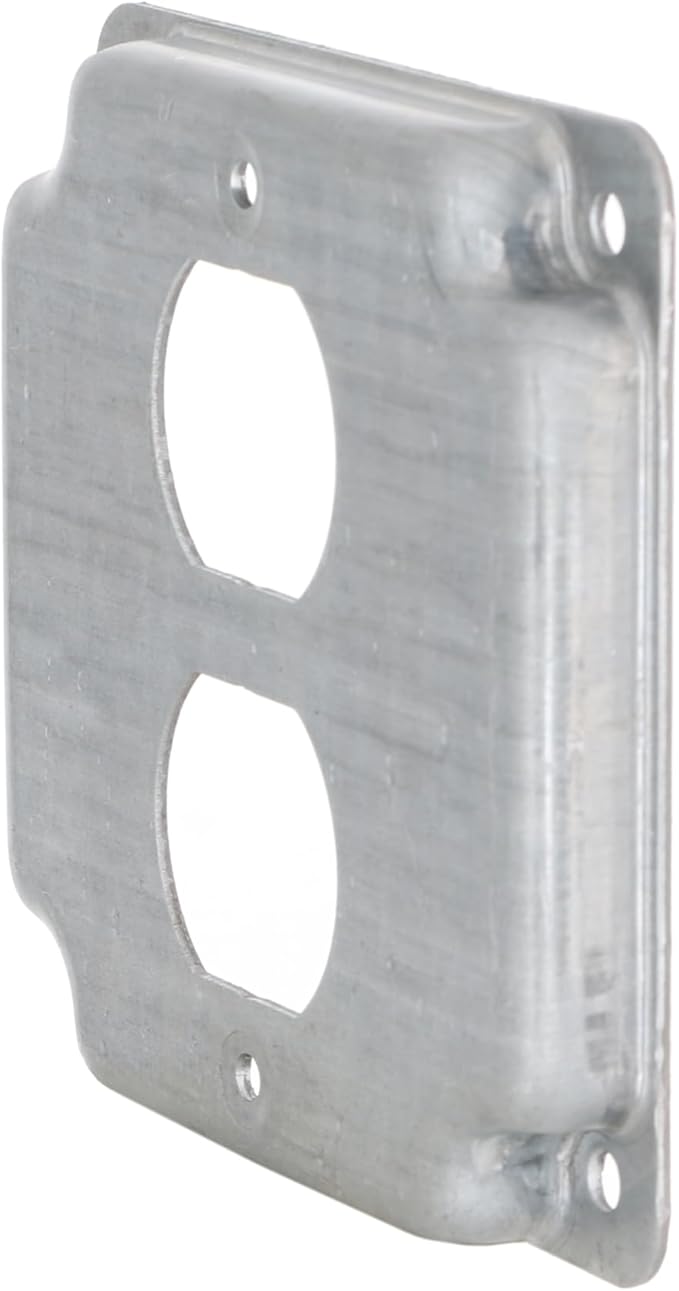 Hubbell-Raco 902C 1 Duplex Receptacle 4-Inch Square Exposed Work Cover, Silver