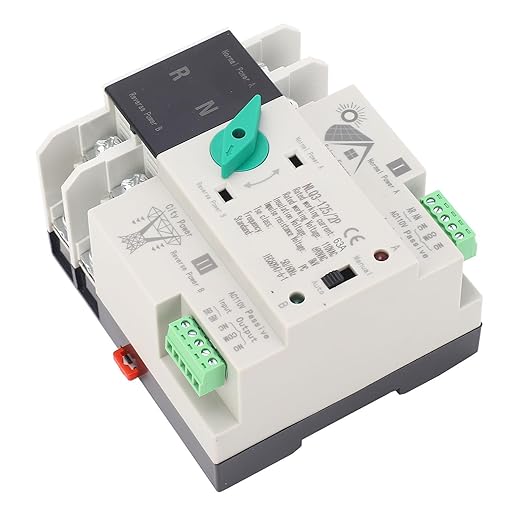 Power Automatic Transfer Switch 2P 110V 63A Mini ATS Generator Changeover Switch for Din Rail Emergency Backup Power System
