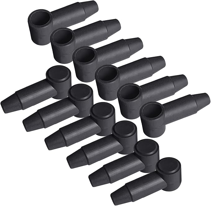 Ampper 12 Pcs Long Silicone 1/4", 5/16" Stud Terminal Covers, Flexible Post Terminal Cover Protector Boot for Battery Power Junction Block Post, Fits 6-1 Gauge Wire (Black)