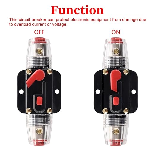 30 Amp Circuit Breaker Manual Reset Inline Fuse, 12V-48V DC for car Audio Marine Boat Trolling Motor Solar System Protection