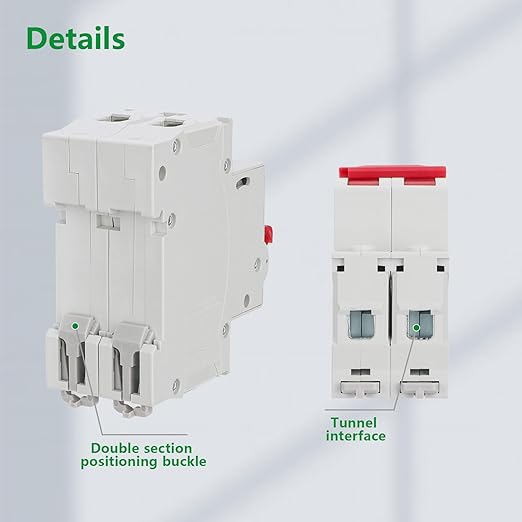 Wengart DC Miniature Circuit Breaker DZ47-63Z,500V 2 Poles 63A,Work for Battery and Solar PV Systems and Other DC Systems, DIN Rail Mount,Disconnect Switch