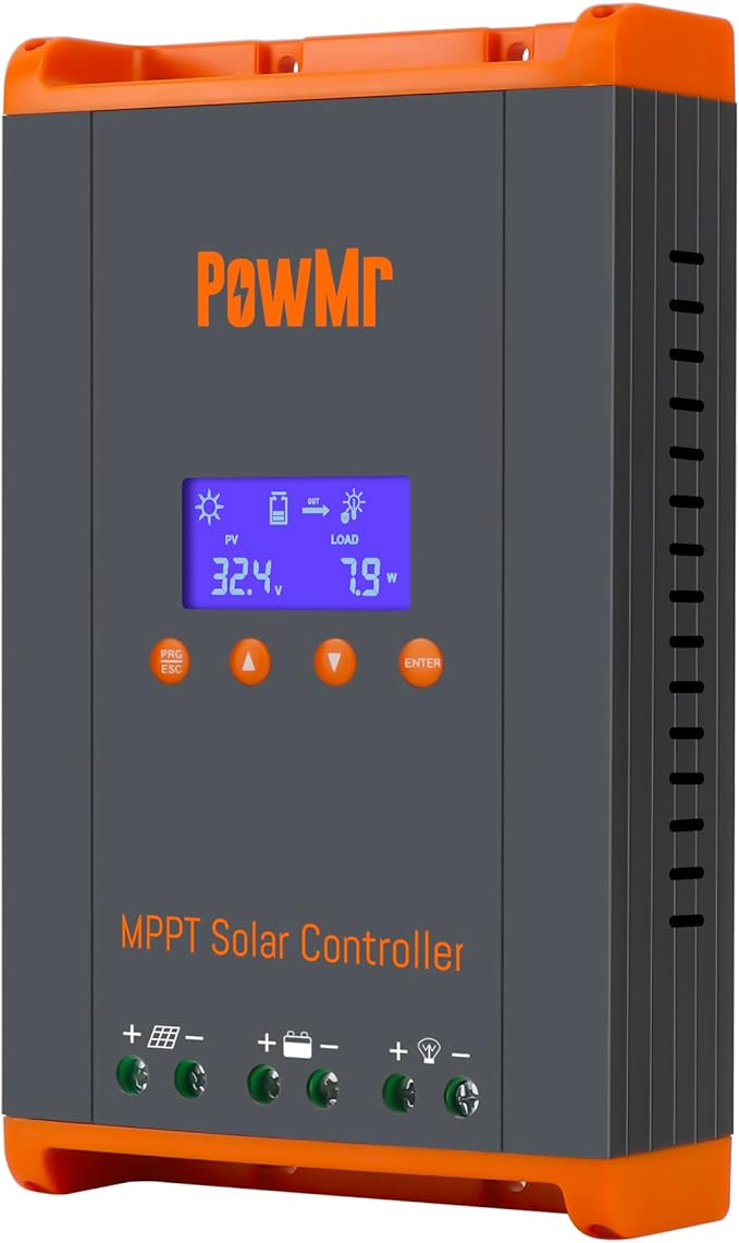 PowMr 60A MPPT Solar Charge Controller, 12V/24V/48V/160V(Max) DC Input, LCD Display Solar Charge Controller for Vented Sealed Gel NiCd Lithium Battery, Support Up to 12 Units Connect in Parallel
