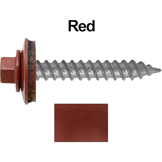 Metal Roofing Screw: (250) 12 x 1-1/2" RED Hex ReGrip Sheet Metal Roof Screw. Sharp Point metal to wood siding screws. 5/8" EPDM washer.
