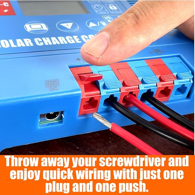 Solar Charge Controller 12V 30A, Solar Panel Charge Controller with Type-C and USB Output for Solar Panel and Gel, AGM, LiFePO₄ Battery