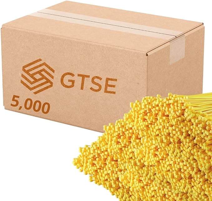 GTSE 14 Inch Yellow Zip Ties, 5,000 Bulk Pack, 50lb Strength, UV Resistant Long Nylon Cable Ties, Self-Locking 14" Tie Wraps