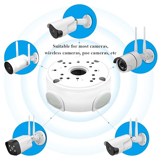 Metal Aluminum & Waterproof Junction Box Mount Bracket, Universal for Bullet Security Camera, Aluminum Waterproof Hide Cable Junction Box Compatible with Solar Panel, Fits Wall Ceiling (4pcs)