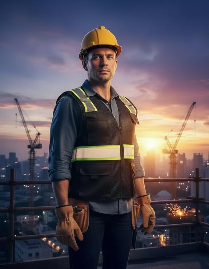 California Tools Two Tones Safety Vest, With Multi-Pockets Tool