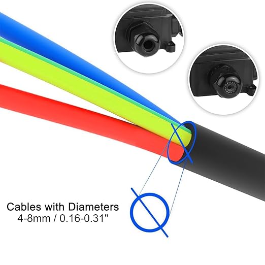 LemonBest 2pcs Waterproof Outdoor External 2 Way PG9 Electrical Junction Box Underground Cable Line Wires Power Cord Connector Protection