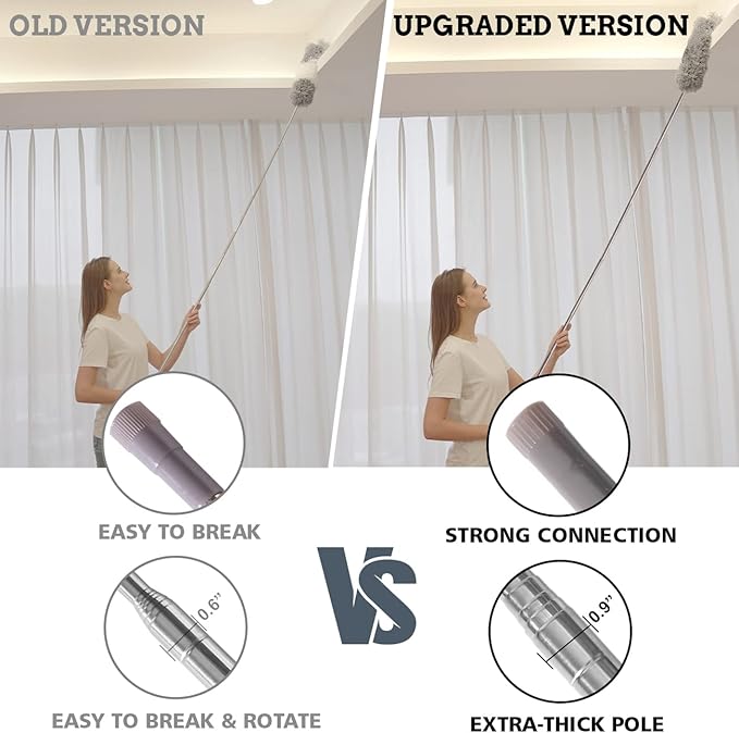 Upgraded Thickened Extension Pole 16'-80', Sturdy Long Telescoping Pole Attachment Microfiber Duster for High Ceiling Cleaning by OOSOFITT