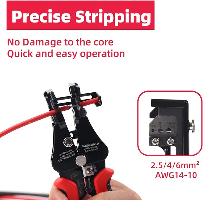 3 in 1 Adjustable Wire Stripper Tool, Automatic Solar Cable Stripper/Cutter for 2.5/4/6mm14-10 AWG Solar Wire