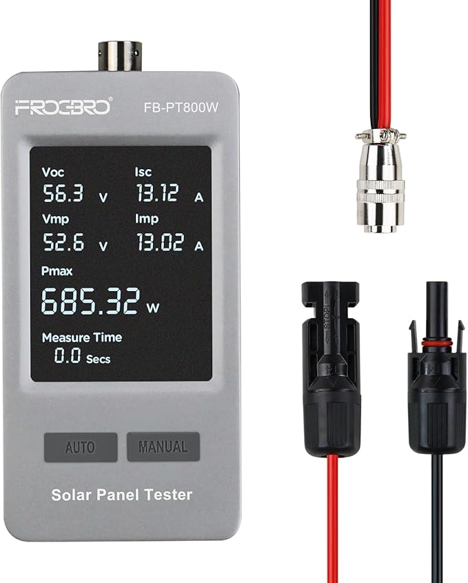 FrogBro 800W Solar Panel Tester – PV Multimeter with Smart MPPT & HD OLED Display for Solar Panel Diagnostics and Data Analysis