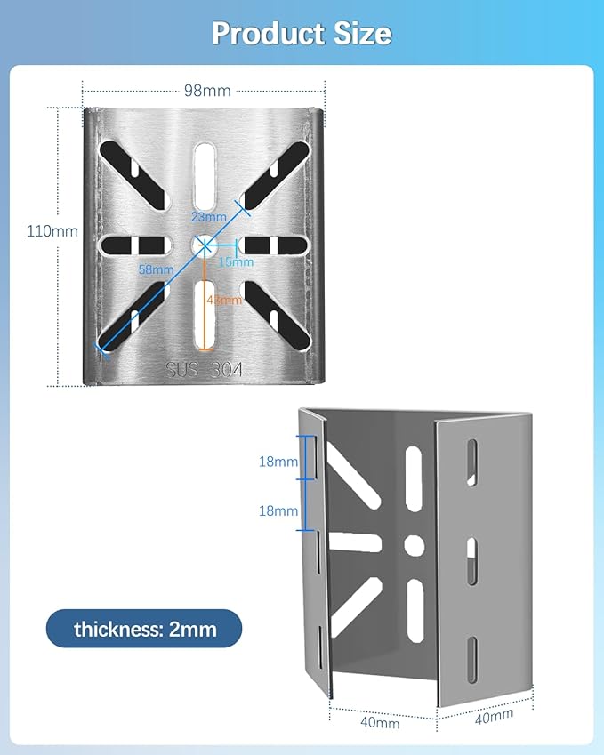 Universal Vertical Pole Corner Mount Bracket for Security Camera, Stainless Steel Pole Mount Adapter with 4 Loops, CCTV Cameras Mounting Brackets