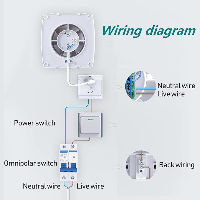 Bathroom Exhaust Fan 141 CFM 6 Inch Home Ventilation Ceiling Window and Wall Mount Vent Fan with Anti-backflow Check Valve for Kitchen Bathroom Garage(110v/18W/White)