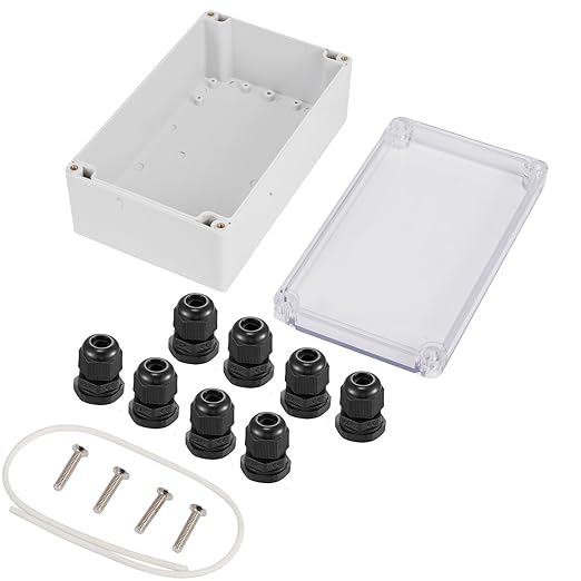 Junction Box 230x150x87mm, ABS Plastic DIY Electrical Project Case with Clear Cover IP65 Waterproof Dustproof Enclosure Grey (9.1"x5.9"x3.4"inch)¡­