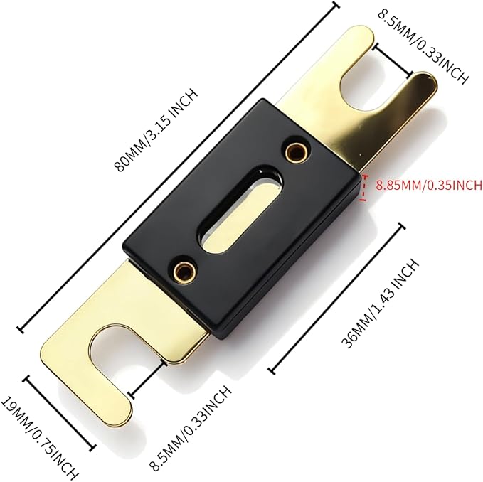 0/2/4 Gauge AWG Inline ANL Fuse Holder Dual Kit with 2 Pack Fuse (60A)
