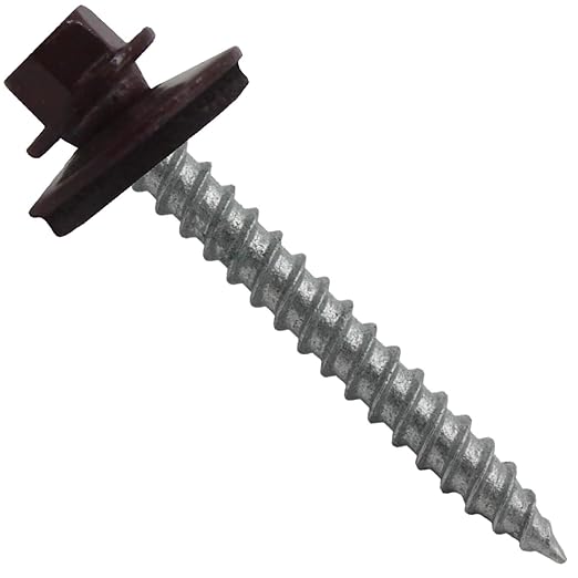 Metal Roofing Screws: (250)12 x 2" Burgundy Hex ReGrip Sheet Metal Roof Screw. Sharp Point Metal to Wood siding Screws. 5/8" EPDM Washer