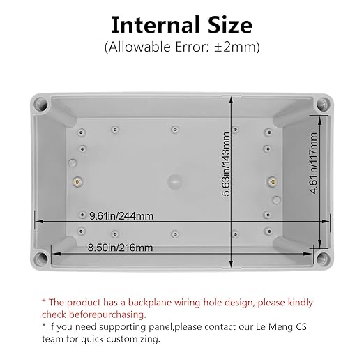 LeMotech IP67 Waterproof Junction Box ABS Plastic Project Box Dustproof Electrical Box Outdoor Enclosure for Electronics DIY Case Gray 9.8X 5.9X 5.1 inch(250mmx 150mmx 130mm)