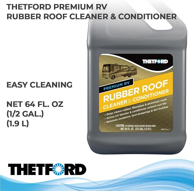 Premium RV Rubber Roof Cleaner - Non-Toxic, Non-Abrasive RV roof detergent 64 oz - Thetford 96016
