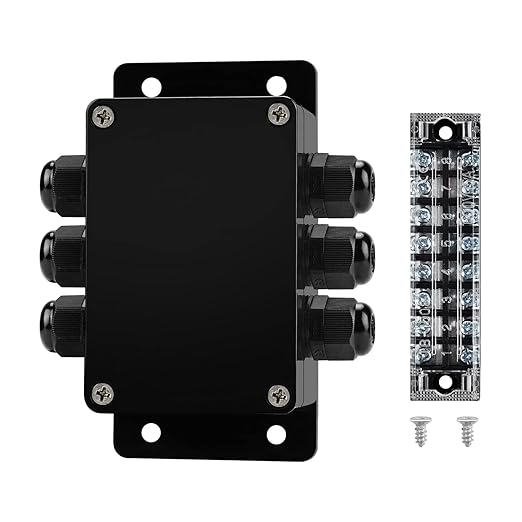 ABS IP67 Waterproof Dustproof Electrical Junction Box, with 15A 600V Barrier Terminal Cable Connector, 3 in/3 Out Power Junction Box（3.93 * 2.67 * 1.96in）