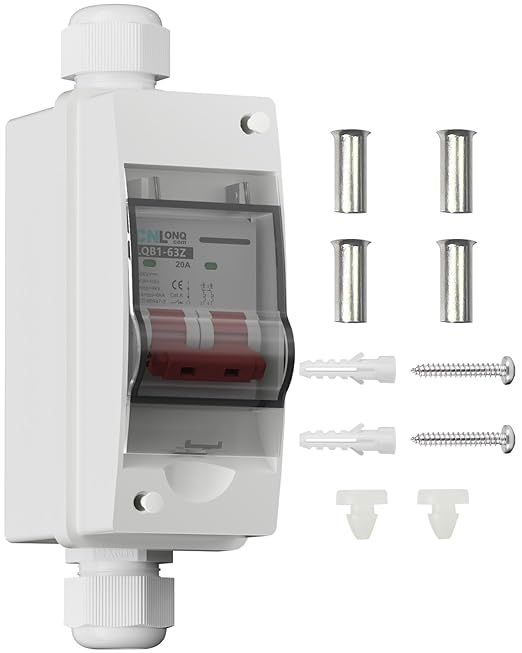 20A Solar Disconnect Switch DC500V Circuit Breaker, AC 120V/240V Disconnect Box Outdoor IP65 Waterproof