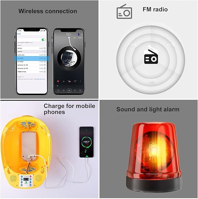 Solar Powered Hard Hat Ventilation Dual Fans and LED Light for Construction Safety | 5-Speed Cooling | ABS Safety Helmet