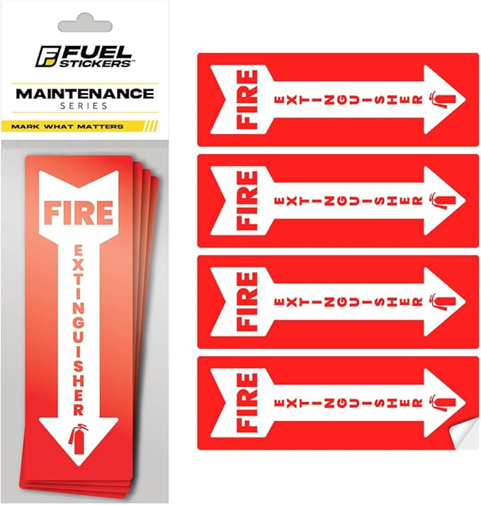 Fire Extinguisher Sticker (Vertical) for Commercial and Business Use: Office, Facility, Landlord - High Visibility Fire Extinguisher Sign for Safety and Compliance: Size 6" x 2", 20 Labels