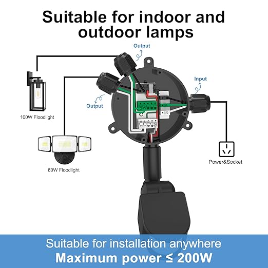 Kekeou Motion Sensor with Junction Box Cable Connector, 160-Degree Replacement Motion Detector for Floodlight, Adjustable Time & Detection Sensitiity Up to 40FT Range, 2 Modes PIR Sensor for any lamps