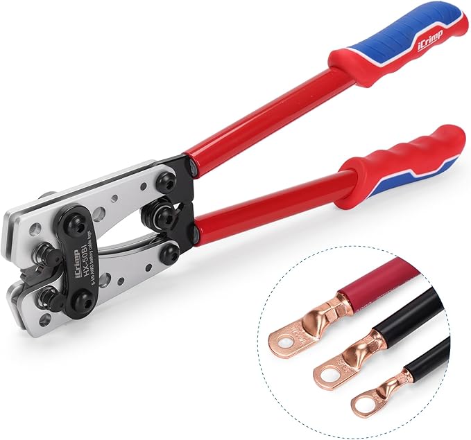 iCrimp Cable Lug Crimping Tool for Heavy Duty Wire Lugs, Battery Terminal, Copper Lugs AWG 8-1/0