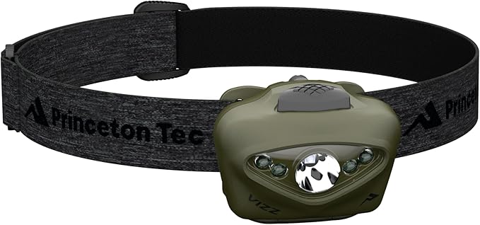 Princeton Tec Vizz Headlamp 550 Lumen Dimmable LED, IPX7 Water Resistance, Essential Outdoor Accessory for Hiking, Backpacking, Camping, Running, and Safety Preparedness, Green, New Version