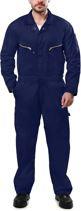 Kolossus Pro-Utility Cotton Blend Long Sleeve Coverall with Zippered Frontal Pockets