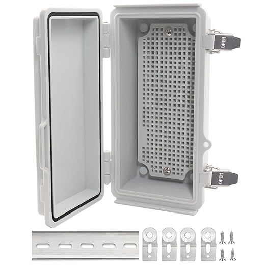 Electrical Box, Outdoor Waterproof Box IP67 Junction Box with Mounting Plate,ABS Plastic Project Box Power Cord Enclosure Grey 7.9" Dx3.9 Wx2.8 H