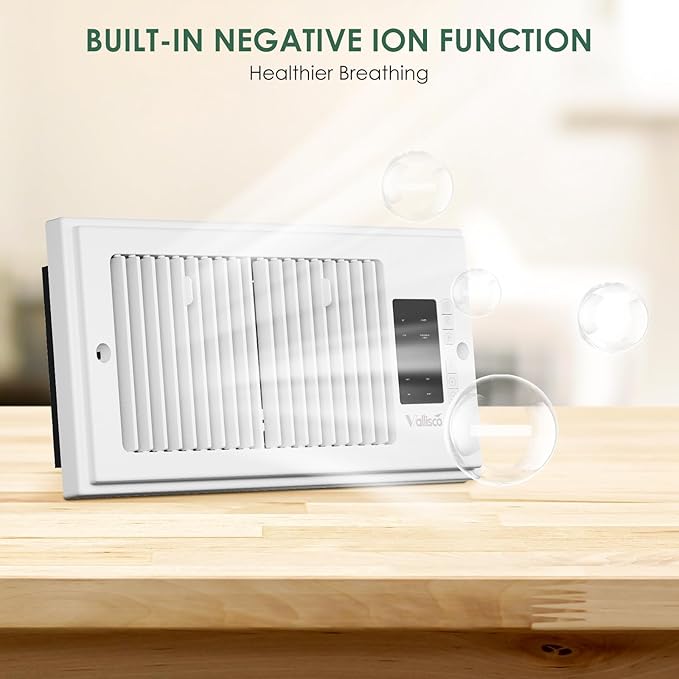 Register Booster Fan 4"x10", 10-Speed Quiet Vent Fan with Negative Ion, Thermostat & Remote, Enhances and Improves Heating & Cooling Efficiency, Air Vent Booster for Home Room Comfort, White